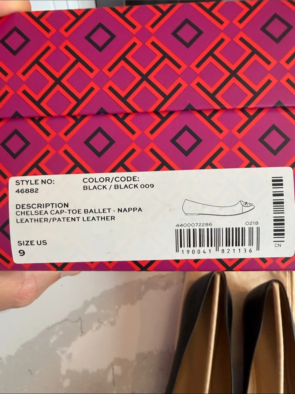 Tory Burch Black Patent Leather Flats with Gold Logo Medallions